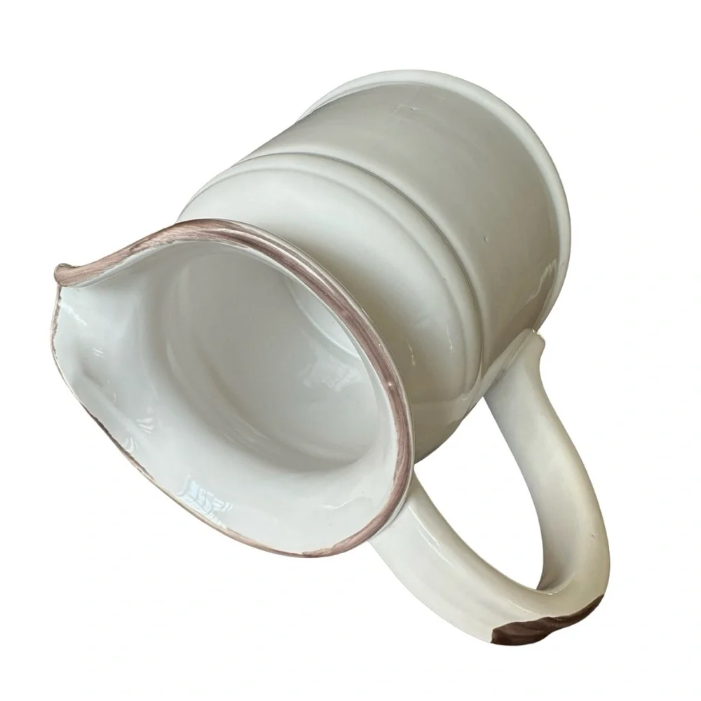 LA DOLCE VITA Ceramic Pitcher Jug 8” Turino Collection Ivory Speckled